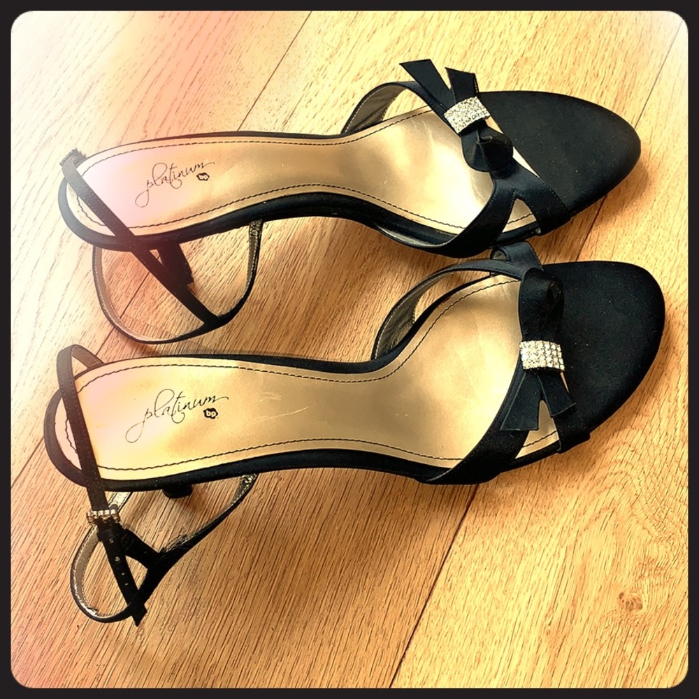 Nordstrom BP black satin dressy sandals si…